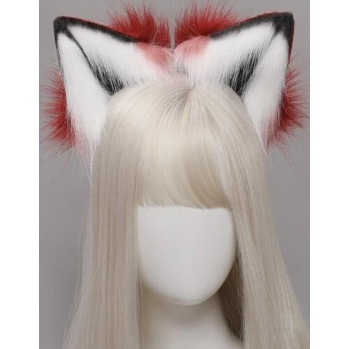 Cute Anime Cosplay Props Fox Ears and Tail Set Wolf Holo Plush Long Fur Cat Neko Ears Tail Party Halloween Costume Accessories