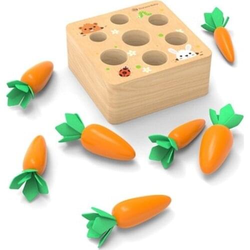 Early Education Baby Montessori Toy Set Wooden Pulling Carrot Shape Matching Size Cognition Educational toys baby gift