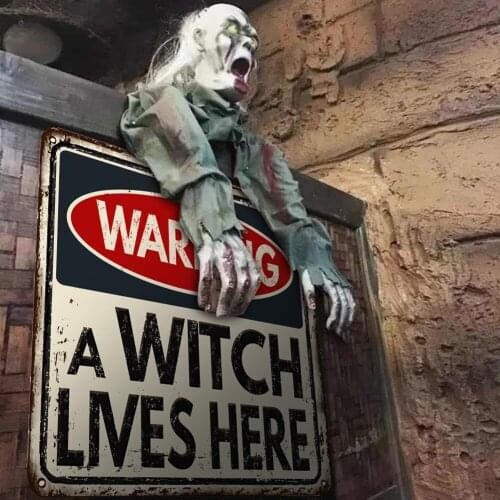 Halloween Warning Sign Sticker Self-adhesive Horror Wall Sticker Creative Party Holiday Decorative Decals