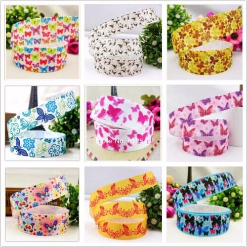OOOT BAORJCT 7/8"(22mm) 10yard/lot Printed Grosgrain butterfly Ribbon,gift package,Garment accessories,Hair ribbon,ntab031