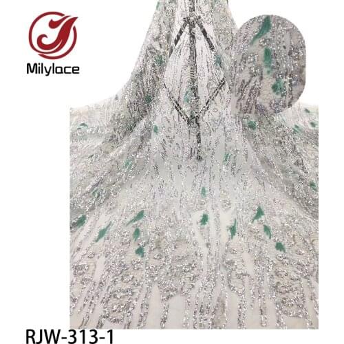 Luxury Sequins Embroidery French Mesh Lace Latest 2020 African Laces Tulle Net Lace Fabric for Dress RJW-313