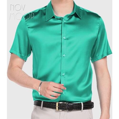 Multi color solid natural silk shirts short sleeve business shirt cheap chemise homm camiseta masculina vetement homme LT1498