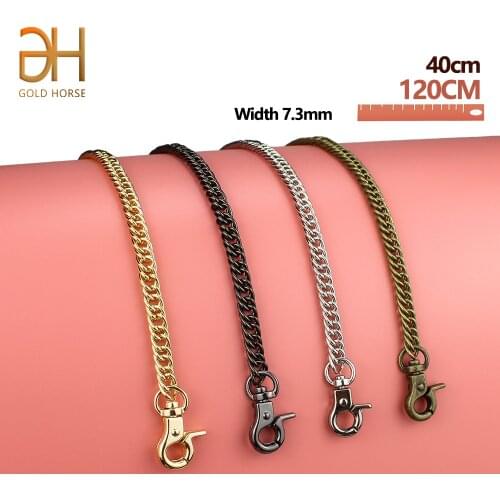 40-120CM Bag Strap Replacement Belt Chain Strap Metal Link Purse Chain Bag Handle Shoulder Crossbody Handbag Chain Durable
