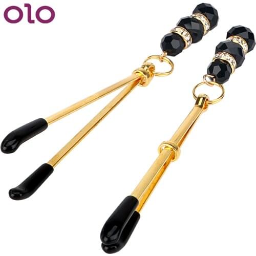 OLO 1 Pair SM Adjustable Nipple Clamps Clit Clamp with Jewelry Adult Game Breast Labia Clips Fetish Sex Toys for Couples