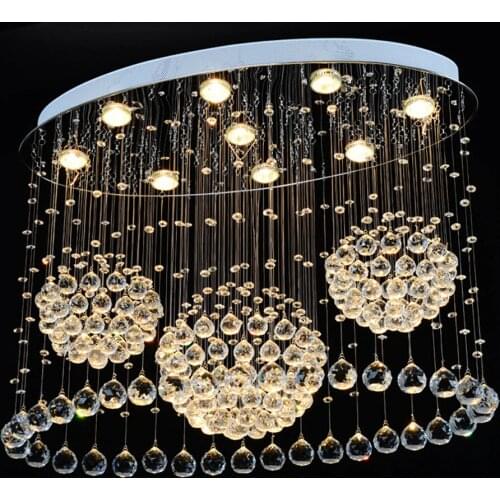 Modern simple oval bedroom lighting living room crystal ceiling lamp creative restaurant dining room LED crystal hanging lamps