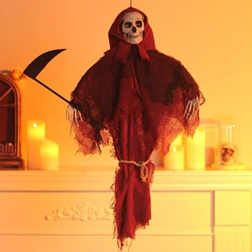 Halloween Decor Hanging Ornaments Red Cloth Skeleton Ghost Death Skull Prop Pumpkin Witch Black Cat Festival Decoration Dolls