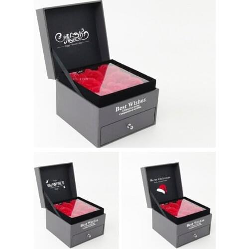 Everlasting Flower Storage Box Women Jewelry Earrings Gifts Box with Storage Bag A1