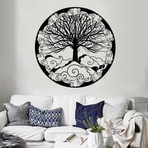 Tree Of Life Vinyl Wall Decal Clouds Pattern Family Symbol Ornament Wall Stickers For Living Room Home Decoration Murals LL2344