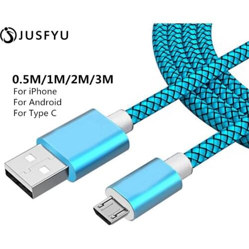 0.5m/50cm/1m/2m/3m Type C Charge Cable Charger Micro USB-C Type-C Nylon Cabel for iPhone Xiaomi Mi6 Samsung Galaxy S8 S9 Plus