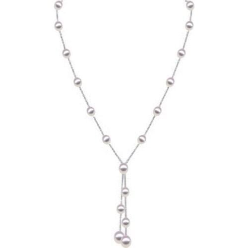 Genuine Fashion Pearl Necklace Jewelry 925 Sterling silver Jewelry For Women Water Drop Babysbreath 6-7mm Natural Pearl Gift