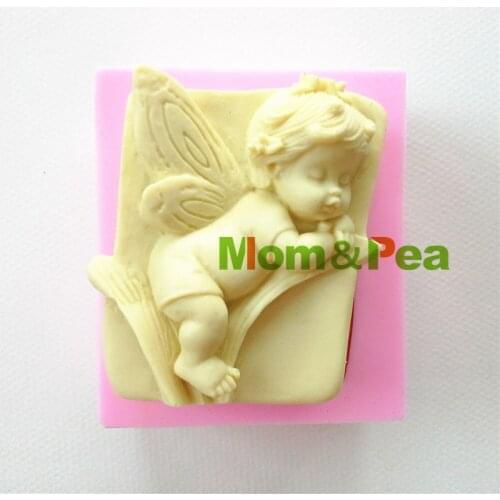 Mom&Pea 0872 Free Shipping Baby Angel Shaped Silicone Mold Soap Mold Cake Decoration Fondant Cake 3D Mold Food Grade