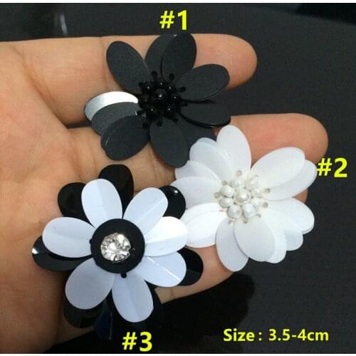 10pcs/lot flower Rhinestones bead brooch patches applique sew on beading qpplique clothes shoes bags decoration patch DIY