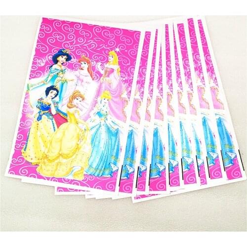 10p Ariel/Snow White/Belle/Cinderella/Jasmine/Aurora Princess Plastic Gift Candy Loot Bag Kid Birthday Party Supplies Decoration