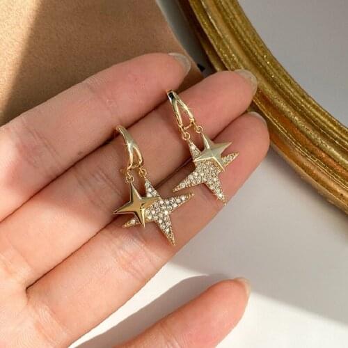 2020 New Fashion Trend Womens Earrings Simple Delicate Zircon Four Star Earrings For Women Party Girl Jewelry Gifts Wholesale