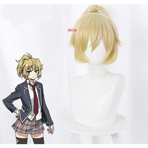 2021 Anime Mayuko Nise Cosplay Wig Tenkuu Shinpan High-Rise Invasion Cos Yellow Ponytail Hair Girl Halloween Party Props Wig