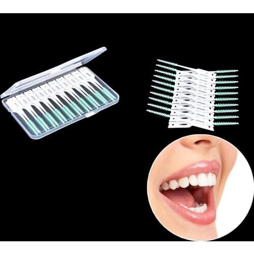 40pcs/Pack Soft Silicone Teeth Cleaning Floss Interdental Brushes Oral Hygiene Tooth Dental Floss Oral Deep Clean Dental Flosser