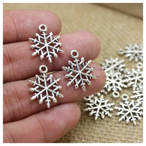 60 pcs 16*20mm Vintage color Metal Alloy Mini Christmas Snowflake Charms Jewelry Makings Charms