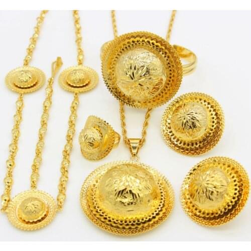 Adixyn New Ethiopian Wedding/Party Jewelry Sets Gold Color Jewelry Habesha African Traditional Festival Women Party Gifts