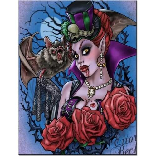 Diamond Mosaic Bat And Vampire 5d Diy Diamond Painting Embroidery Cross Stitch Full Square Drill Rhinestone Gothic Woman,B122