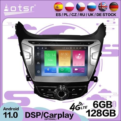 6+128G Carplay Android 11 For Hyundai Elantra MD Avante 2011-2013 GPS Screen Video Player Radio Receiver Audio Stereo Head Unit