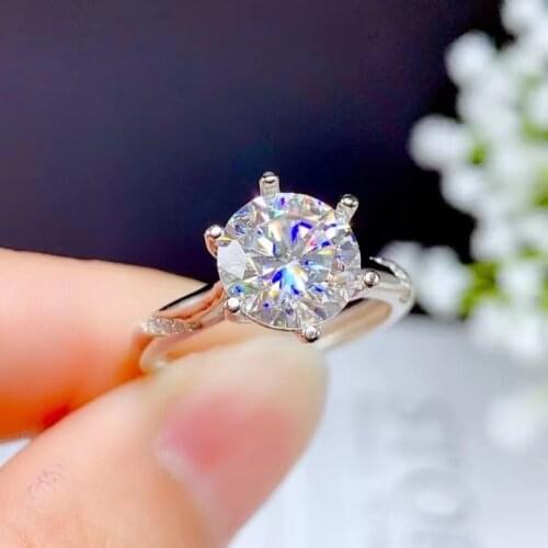 Passed Diamond Test D Color VVS Moissanite Diamond Ring Classic Six Claws Women Romantic Wedding Luxury Accessories Jewelry 3ct