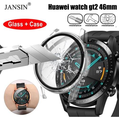 Watch Case For Huawei Watch GT 2 46mm case +Tempered Glass Screen Protective watch Cover Protector Frame for Huawei GT2 46mm