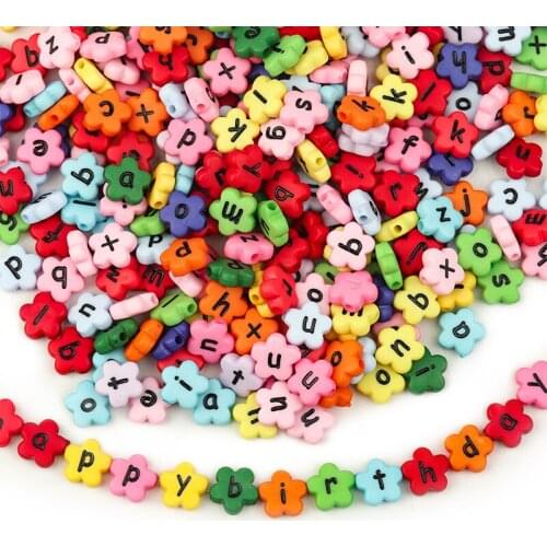 100Pcs Color Acrylic Flower Letter Beads for Jewelry Making DIY Handmade Charm Bracelet Bag Accessories Craft Kralen Abalorios