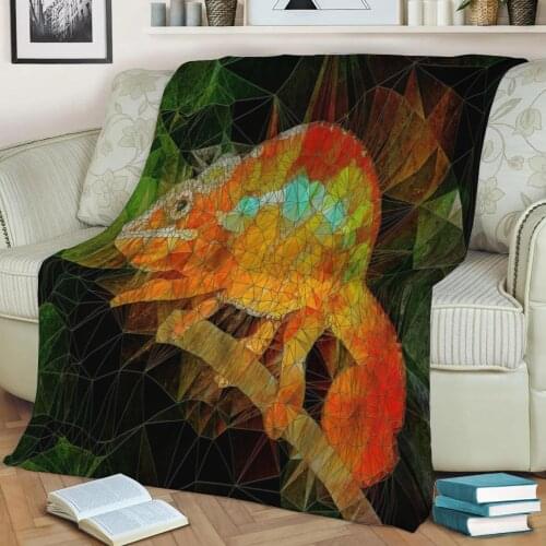 Abstract chameleon Flannel Throw Blanket 3D Printed Keep Warm Sofa Child Blanket Home Decor Textiles Dream Family Gift