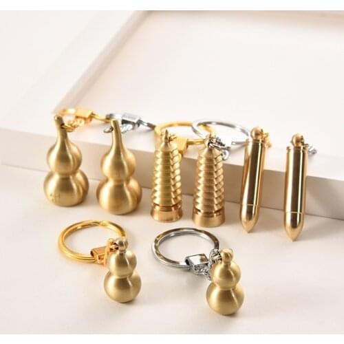 Fulu Ping'an brass gourd car key chain pendant Zhaocai Nafu creative gift copper gourd