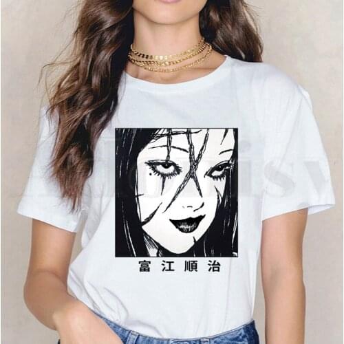 Womens T-shirt Harajuku Manga Junji Ito Shintaro Kago Aesthetic Short Sleeve Female Tops Tees Harajuku VintageT Shirts