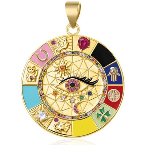 Juya DIY Luxury Multicolor Cubic Zirconia Enamel Greek Evil Eye Butterfly Charm For Women Fashion Pendant Turkish Jewelry Making