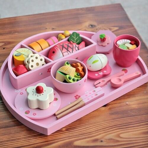 Strawberry Snack Box Wooden Cutting Vegetable Pretend Play House Toy Kitchen Food Cook Simulation Kid Educational Toy Gifts