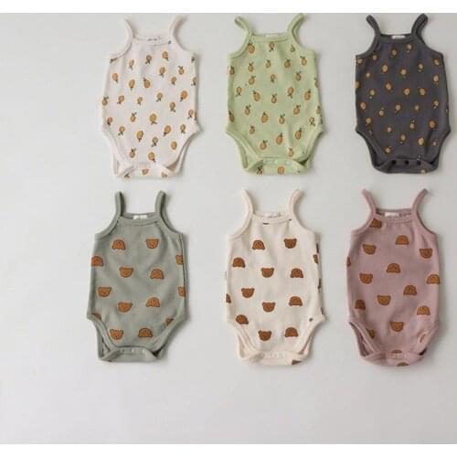 MILANCEL 2021 Summer New Baby Clothes Sling Print Baby Cute Korean One-Piece Romper