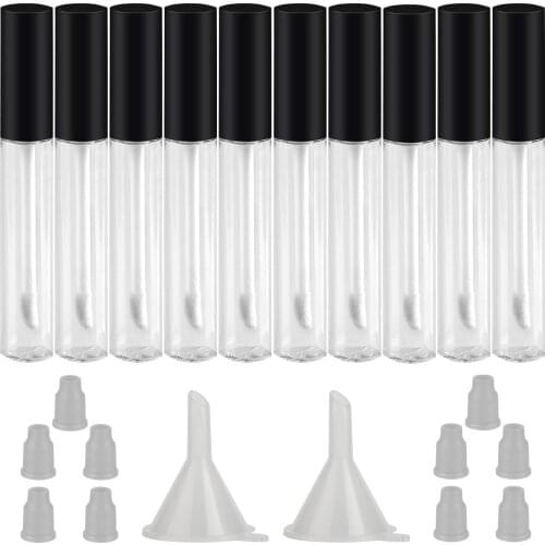 20 Pcs 10ML Plastic Empty Lip Gloss Tubes Containers Clear Refillable Lip Balm Bottles Lip Gloss Containers DIY Makeup Tool