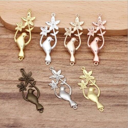 20pcs/lot 14x38MM Copper Flower Spacer Necklace Connector For DIY Necklace Making Supplies Jewelry Finding wholesale