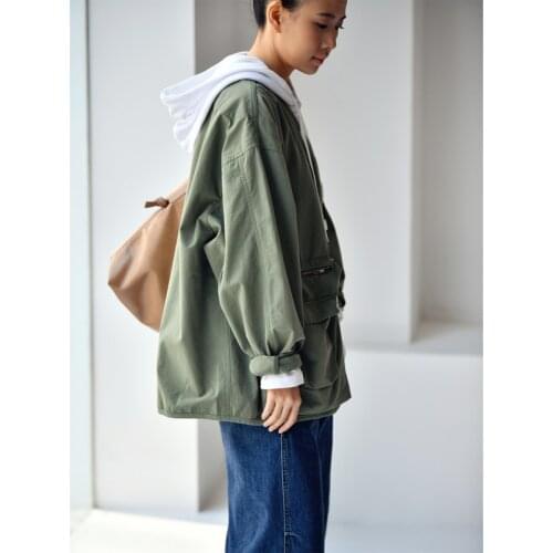 MICOCO W8007C Leisure literature and art do old sense handsome tooling wind loose and comfortable cotton short coat