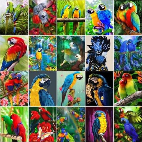 CHENISTORY Painting By Numbers Parrot Hand Painted Coloring By Numbers Animals Wall Art Kits Drawing Canvas Decoration For Home
