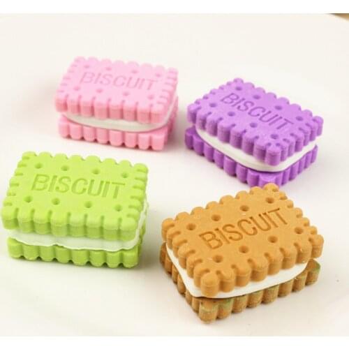 4 PCS/Set Cute Kawaii cookies Rubber Eraser Set School Office Erase Supplies Kids Gifts