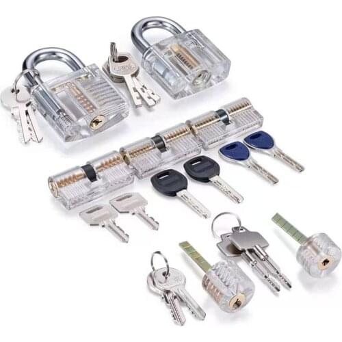 Practice Lock Set,7 Transparent Locks Clear Cylinder Lock With Keys Pro Locksmiths