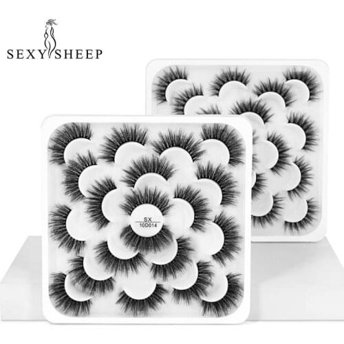 SEXYSHEEP 10 pairs Natural 3D False Eyelashes Dramatic Volume Fake Lashes Makeup Mink Lashes Extension Makeup Tool Kit Cilios