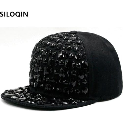 SILOQIN Novelty Bright Block Headwear Decoration Hip Hop Caps For Men Women 2021 Spring Flat Brim Cap Adjustable Size Couple Hat