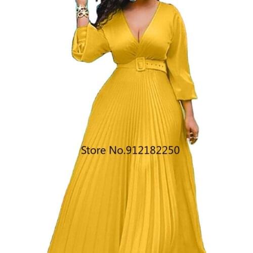 Birthday Maxi Dresses for Women Party Pleated Dress Long Sleeve High Waist Elegant Chiffon Vintage Dress Wholesale Dropshipping