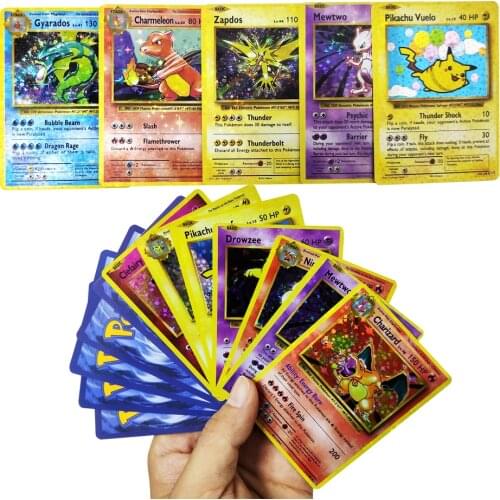 60 PCS Pokemon TRAINER NEW 1996 Years DIY Pokemon Flash Cards Charizard Ninetales Mewtwo Zapdos Game Collection Cards