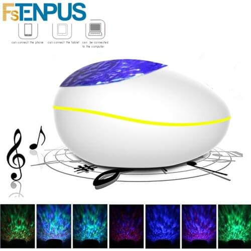 Lucky Stone Ocean Wave Projector Night Light Lamp Bluetooth Music Player Remote Control Water Wave Color Led Projector For Baby