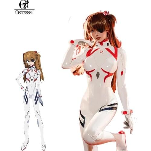 ROLECOS Anime EVA Cosplay Costume EVA Asuka Langley Soryu Cosplay Costume Jumpsuit Women Sexy Bodysuit For Halloween Leather