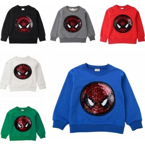 Boys Long Sleeved Shirt Sweater O-neck Pullover New Fashion Print Sequins Children Costume Cotton Autumn Style Clothing