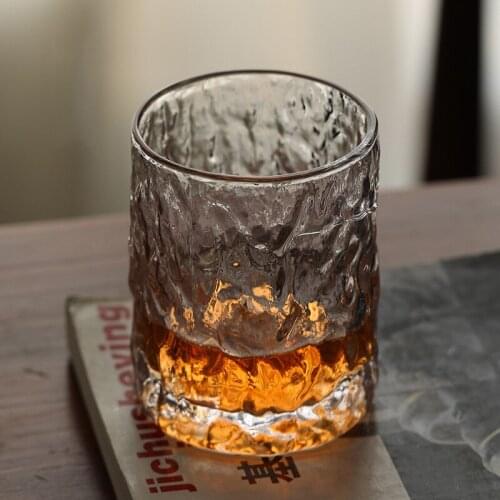 Japanese style glass red wine glass hammered tea cup heat-resistant Japanese tree pattern transparent tea cup water cup