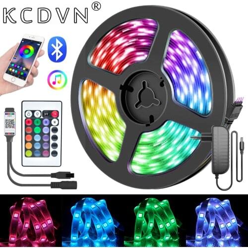 Bluetooth LED Strip Light Intelligent Music APP Control RGB Flexible Luces Led For Room TV Computer Bedroom Party Kitchen DC 12V
