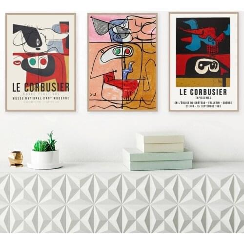 Le Corbusier Exhibition Poster 1954 French Art Museum Print Cubism Style Mid Century Modern Wall Art Canvas Painting Decor
