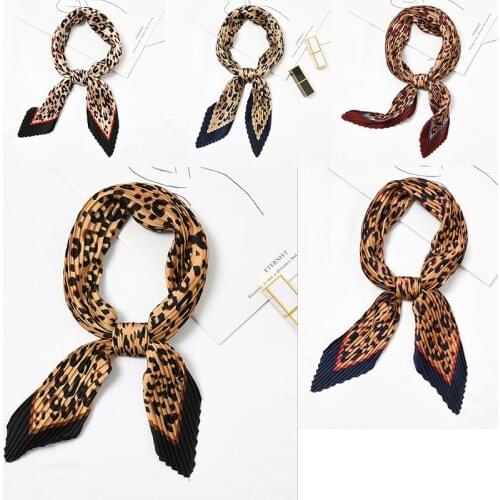 Yishine 20pcs Wrinkle Neck Scarf Women Sexy Leopard Prints Crepe Kerchief Scarves New Headband Crumple Handlebag Wraps Scarf